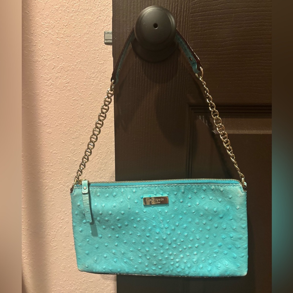 Kate Spade Blue Ostrich Clutch Bag